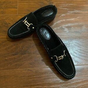 COLE HAAN Women's Black Suede Horsebit Waterproof Slider Loafer Size 8B